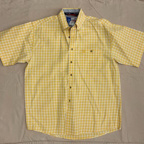 Wrangler George Straight Cowboy Cut Mens Yellow Short Sleeve Shirt Size Large - Picture 1 of 7